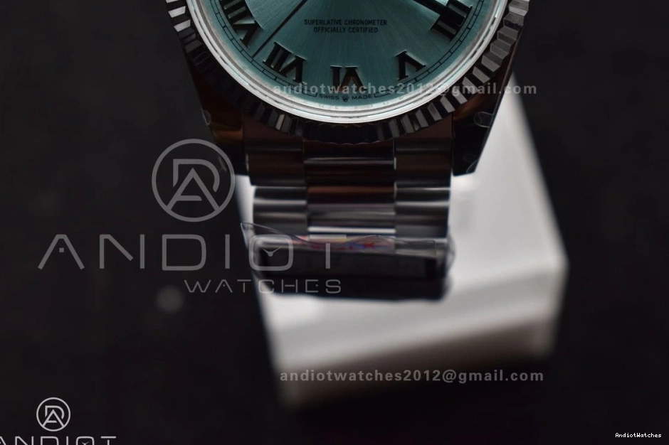 President 36 on EyeCatching 689 (Gain Dial Light vr3255 Weight) Blue Roman Steel SS 904L Bracelet Edition DayDate QF V5 Best 1031